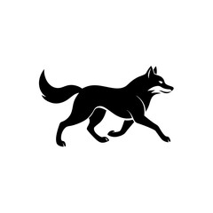 running husky silhouette vector illustration 