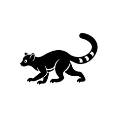 running lemur silhouette vector illustration 