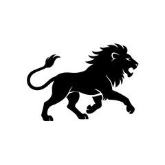 running lion silhouette vector illustration 