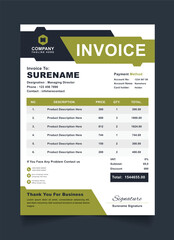 Professional Company Invoice Template Clean and Modern Price Sheet Vector Layout
