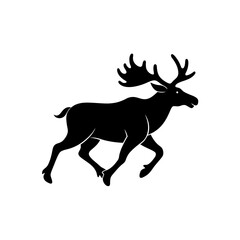 running moose silhouette vector illustration 