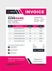 Minimalist Invoice Template Vector Corporate Bill Form for Services, Products, and Client Payments