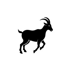running mountain goat silhouette vector 
