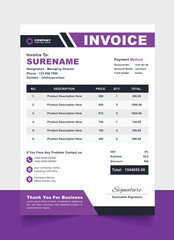 Minimal Corporate Invoice Design Template Business Bill & Payment Form Vector