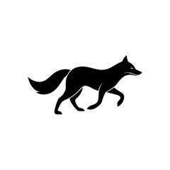 running pampas fox silhouette vector illustration 