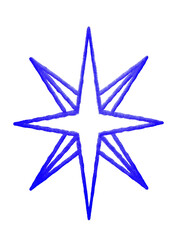 blue star icon scrapbook doodle planner, isolated on transparent background.