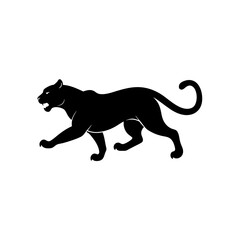 running panther silhouette vector illustration 