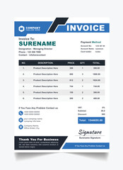 Printable Invoice Design Minimal Corporate Bill Template