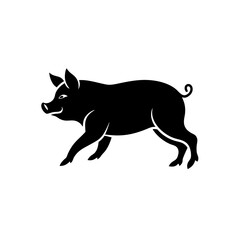 running pig silhouette vector illustration 