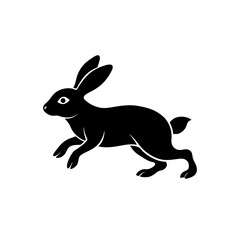 running rabbit silhouette vector illustration 