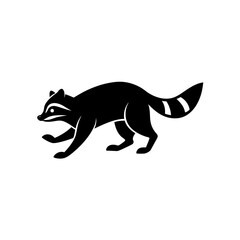 running raccoon silhouette vector illustration 