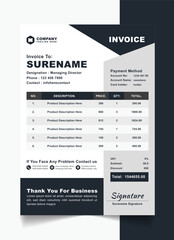 Modern Corporate Invoice Vector Business Stationery and Payment Agreement Layout