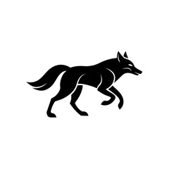 running red wolf silhouette vector illustration 