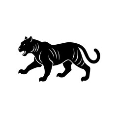 running siberian tiger silhouette vector 