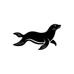 running seal silhouette vector illustration 