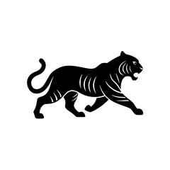 running siberian tiger silhouette vector 