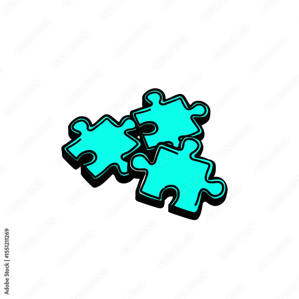 Poster interlocked puzzles connect demonstrating integration on plain background illustrating unity