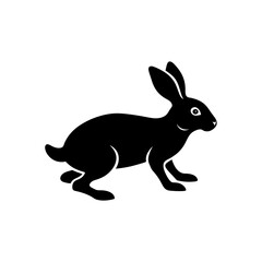 running snowshoe hare silhouette vector 