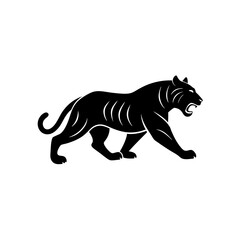 running tiger silhouette vector illustration 