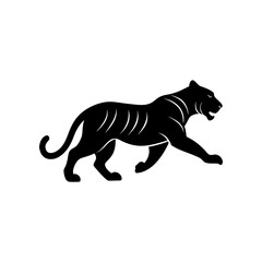 Obraz premium running tiger silhouette vector illustration 