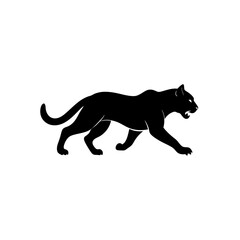 running wildcat silhouette vector illustration 