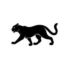 running wildcat silhouette vector illustration 