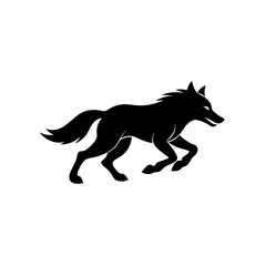 running wolf silhouette vector illustration 