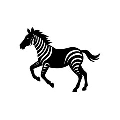 running zebra silhouette vector illustration 