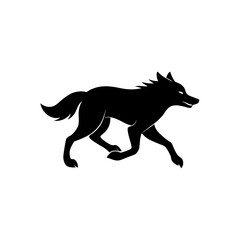 running wolf silhouette vector illustration 