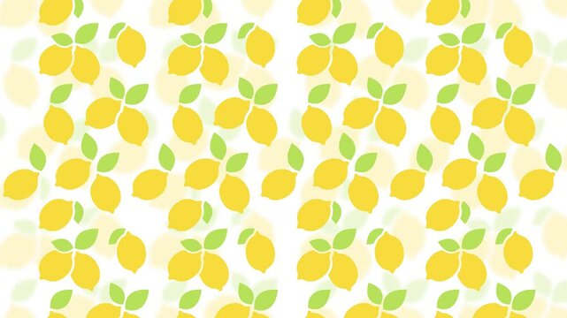 yellow lemon with green leaves seamless pattern on white background 