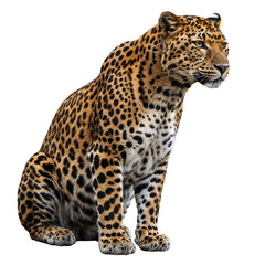 Fototapeta premium Full-body leopard portrait on transparent background