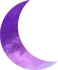 purple crescent moon water color