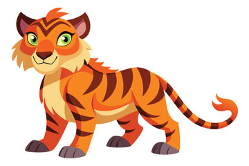 Adorable Cartoon Tiger Illustration Cheerful Feline Character With Vibrant Orange Fur and Dark Brown Stripes Beautiful Eyes