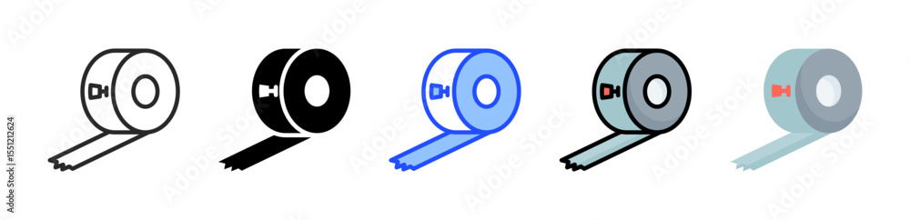 Poster tape icon collection with multiple styles