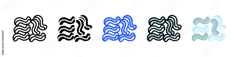 Poster packing peanuts icon collection with multiple styles