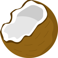 Fototapeta premium Cracked Open Coconut Illustration Tropical Fruit Vector Graphic