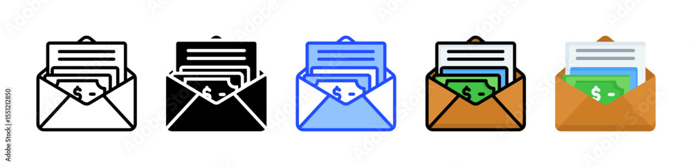 Poster envelope icon collection with multiple styles