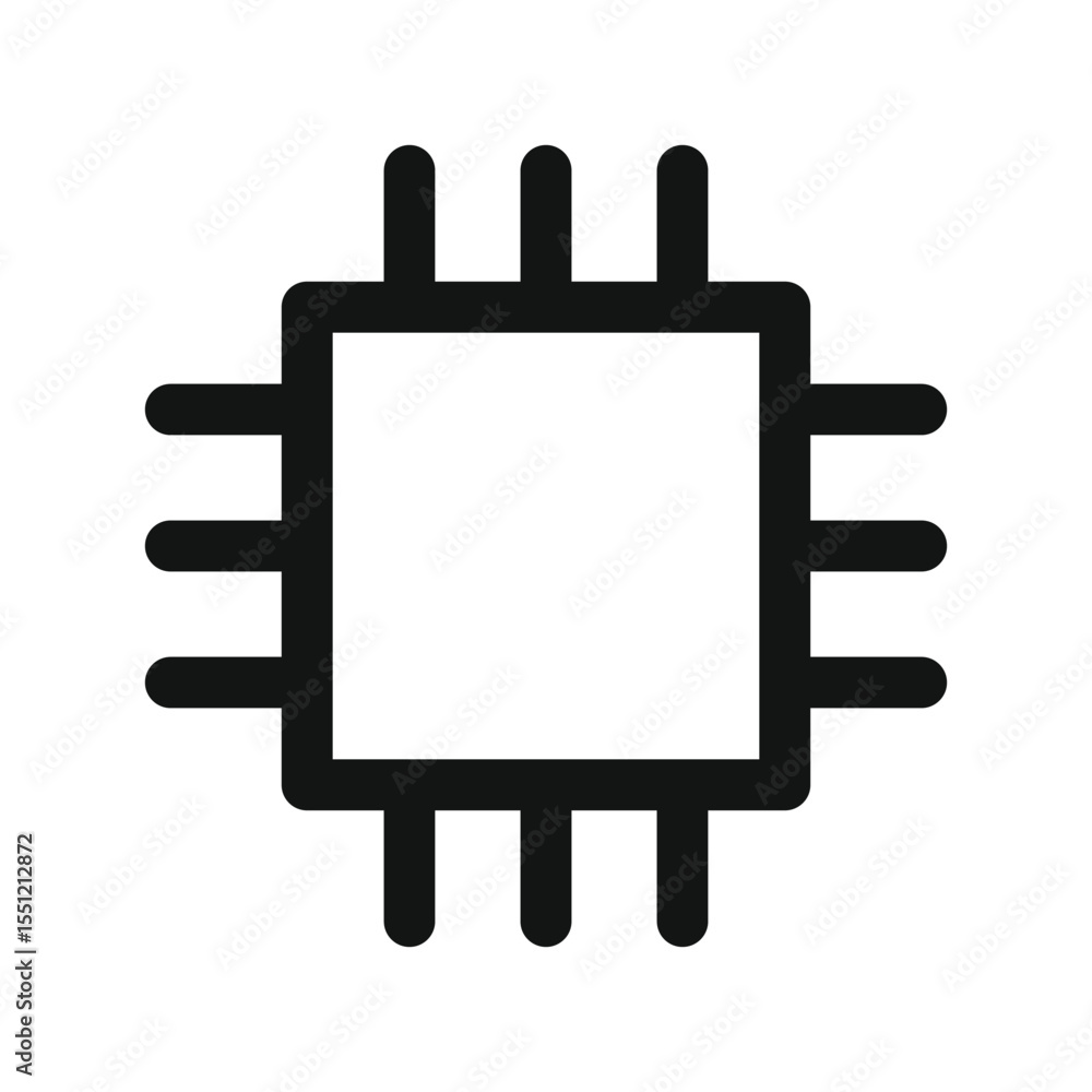 Poster Processor UI icon, computer chip simple line user interface vector symbol