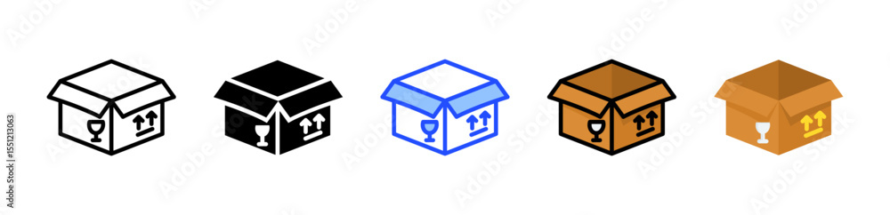Poster carboard box icon collection with multiple styles