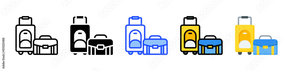 Poster suitcase icon collection with multiple styles