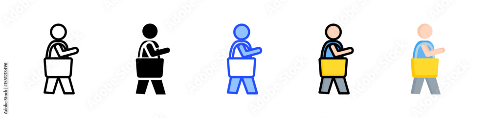 Poster tote bag icon collection with multiple styles