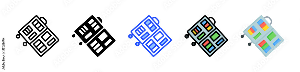 Poster packing cuber icon collection with multiple styles