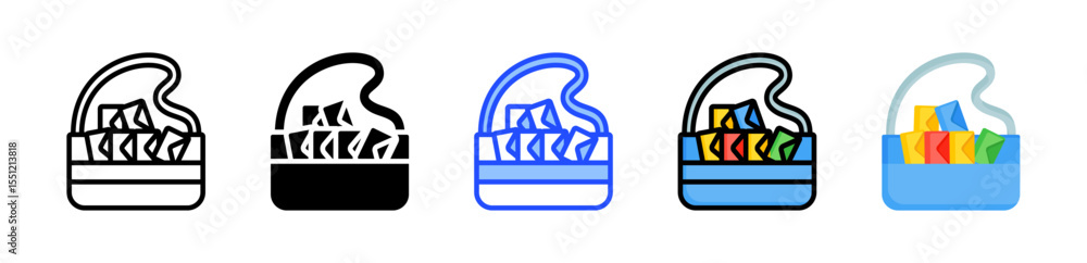 Poster mailing bag icon collection with multiple styles