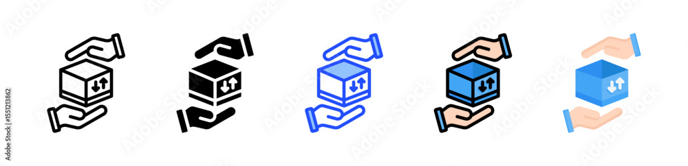 Poster handle with care icon collection with multiple styles