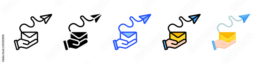 Poster sender icon collection with multiple styles
