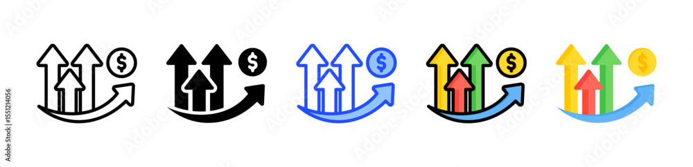 Poster growth icon collection with multiple styles