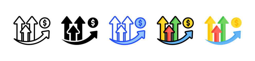 Growth Icon Collection With Multiple Styles