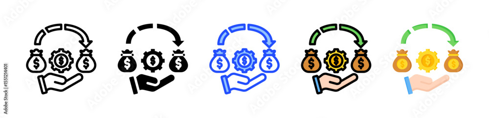 Poster roi icon collection with multiple styles