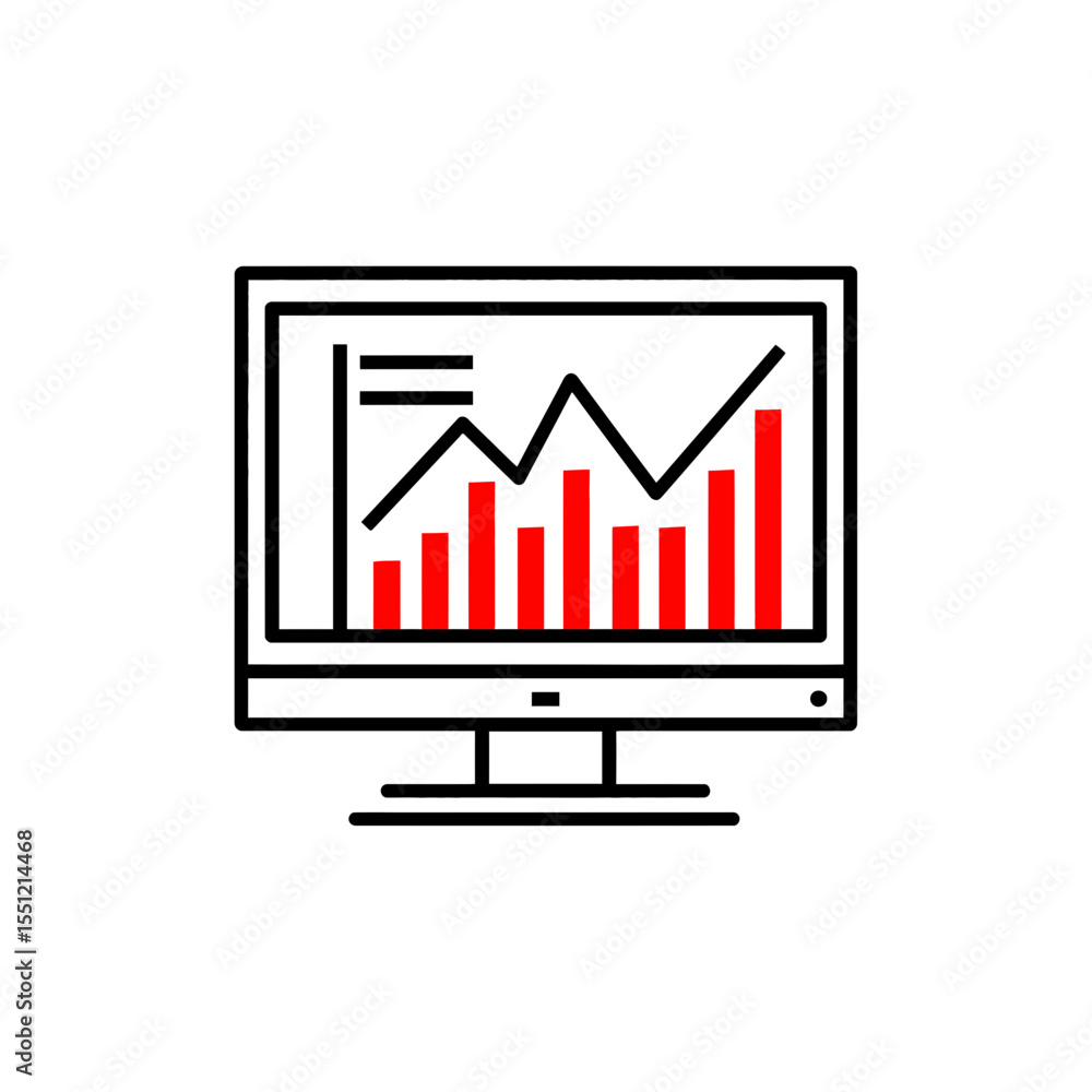 Aufkleber financial chart displaying growth trends appears on modern computer in presentation