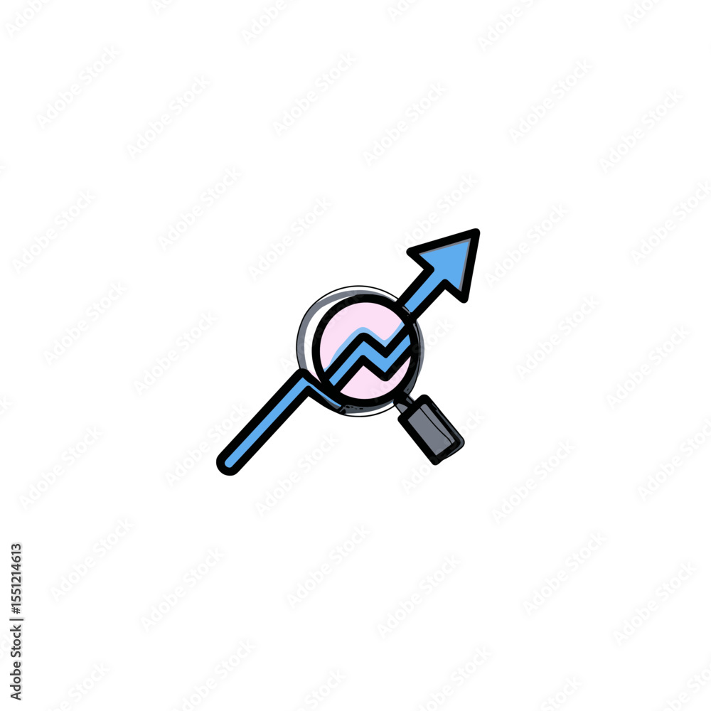 Aufkleber data analysis tool views upward trend data graph on plain background